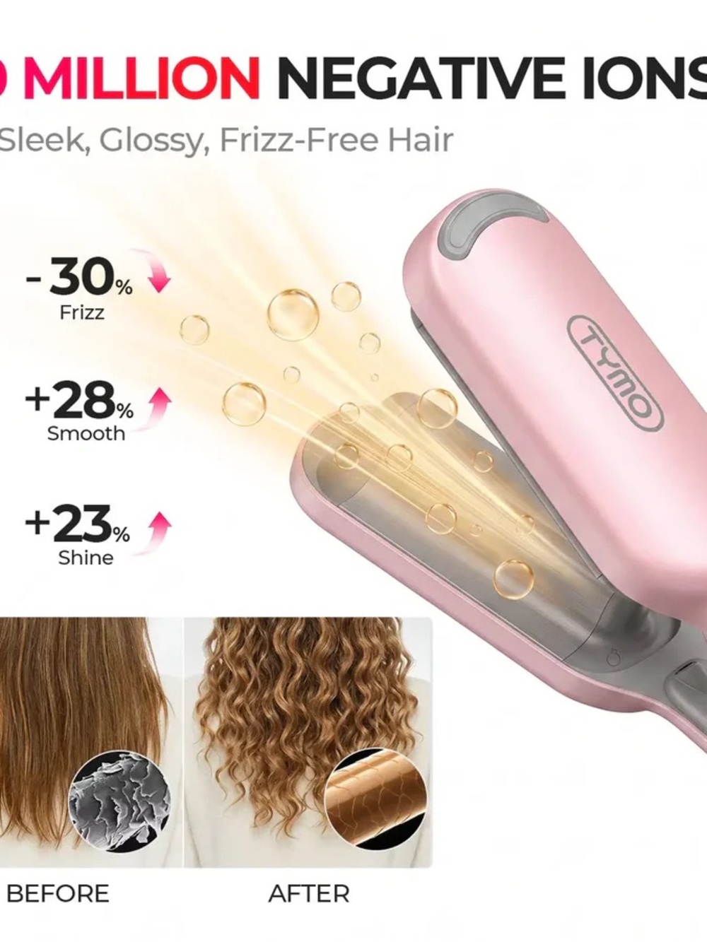 Rovy Pink Wave Curling Iron - Compact Hair Styler - Picture 8 of 13